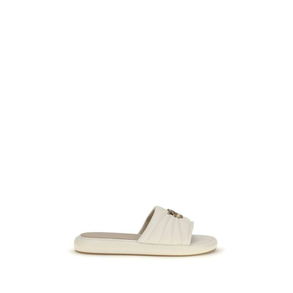 PINKO Calf Leather Bos Taurus Flat Sandals Women Cream